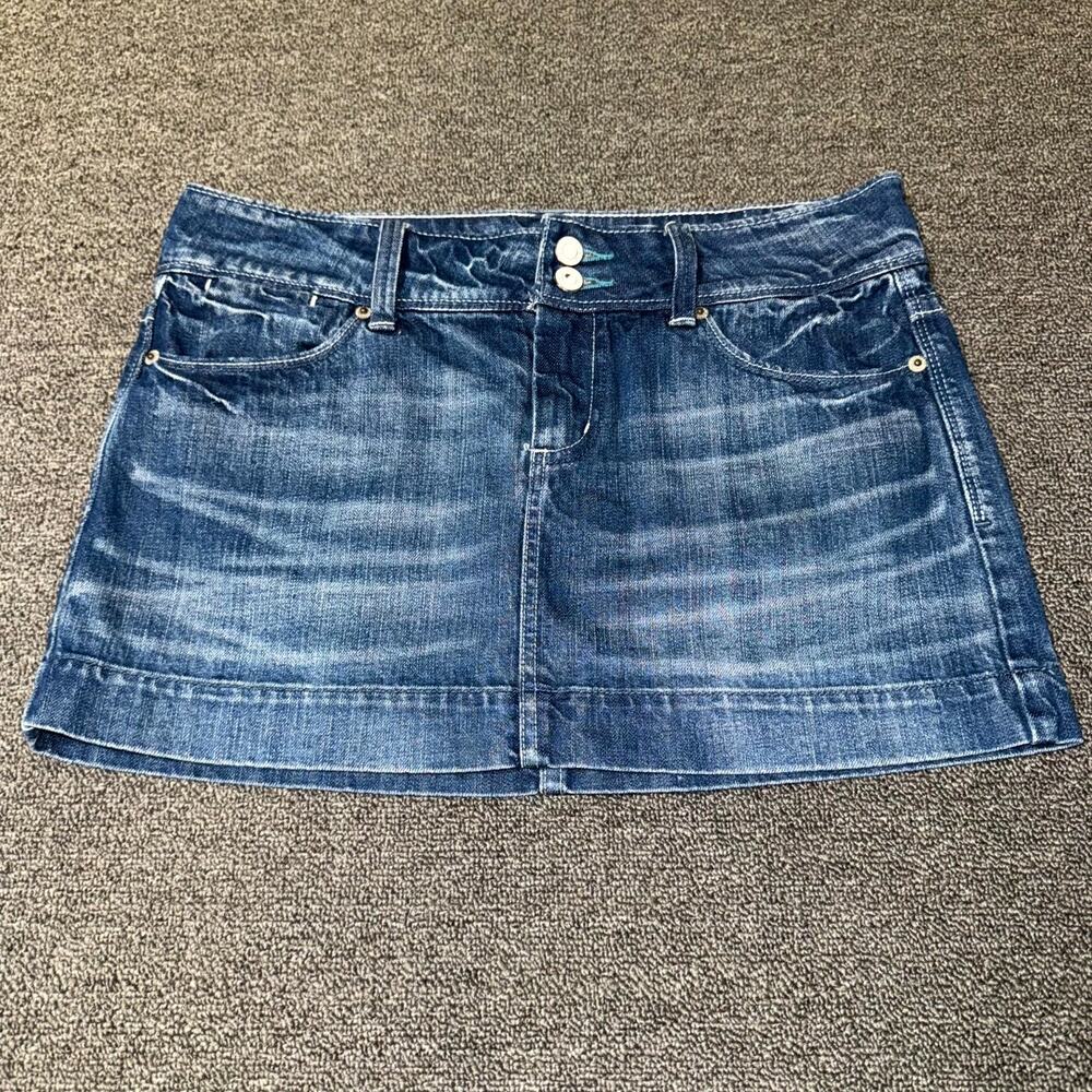 VTG Y2K '06 American Eagle Outfitters Denim Mini Skirt Womens 6 Blue Medium Wash
